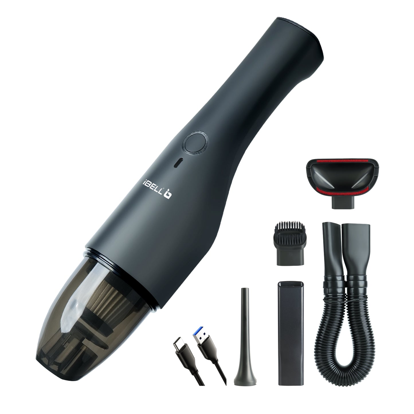 IBELL TURBOVAC700 Cordless Car Vacuum Cleaner – Rechargeable, Handheld, Wet & Dry Portable Vacuum with Powerful 7000 Pa Suction (Black)
