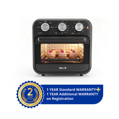 IBELL AEROWAVE16G  Air Fryer+Oven 16L | 1800W | 360° Hot Air Circulation | Air Fry, Bake, Grill, Roast, Rotisserie & Dehydrate | 5 Smart Preset Modes | Adjustable Temperature & Timer | Black
