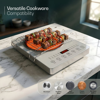 iBELL CLOUD390 Infrared Cooktop 2200W | Works with All Cookware | Portable Electric Cooking Stove | Adjustable Temperature Control | White