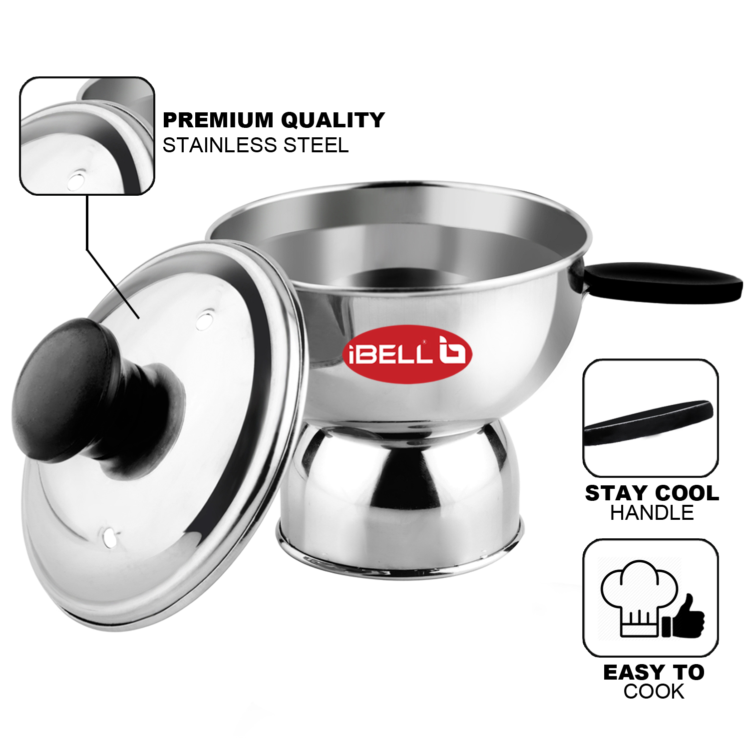 Use with Pressure Cooker Stainless Steel Chiratta Puttu Maker 