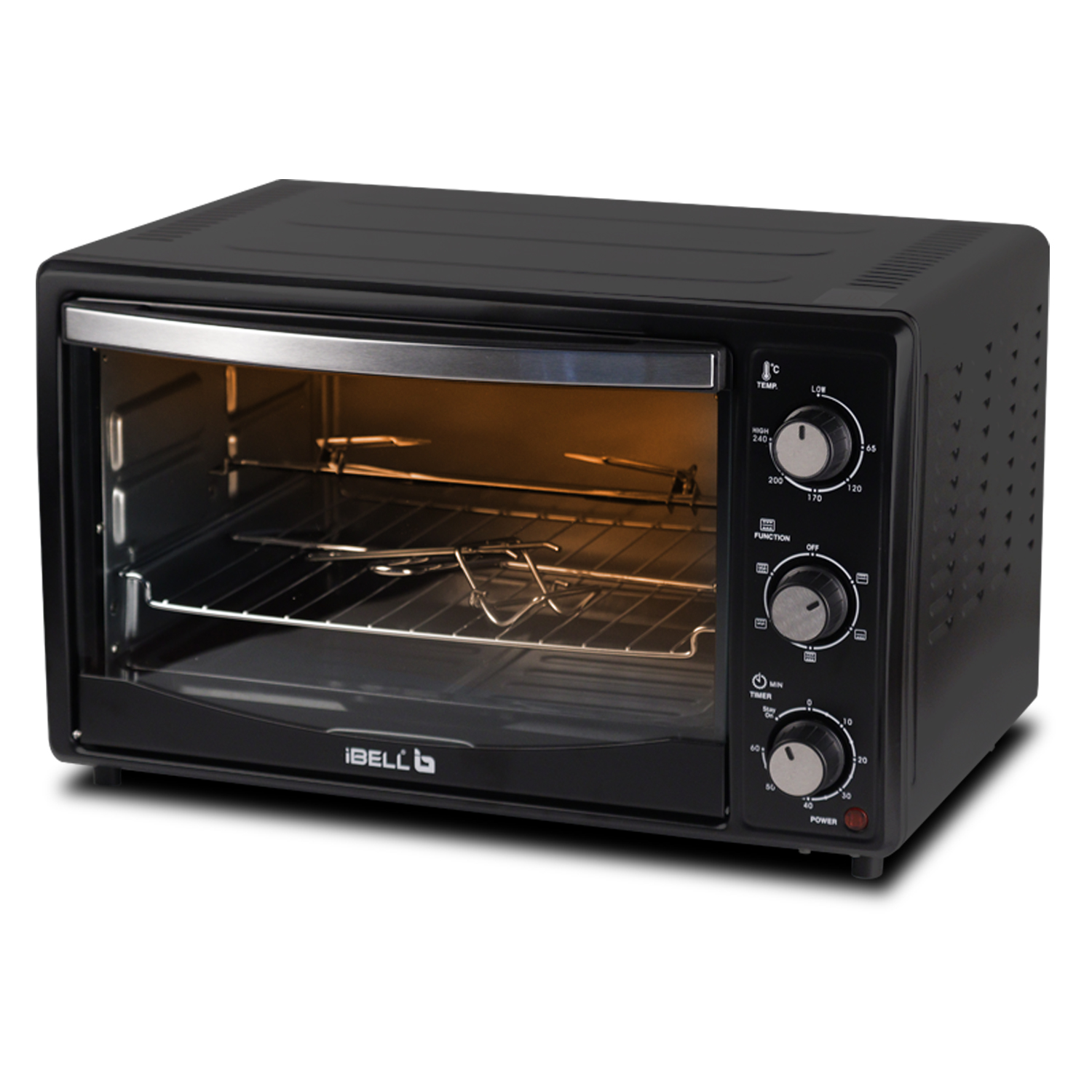 Ibell eo500g otg 50 litre convection oven toaster griller with motorized  rotisserie 2000 watt 6 heating modes black