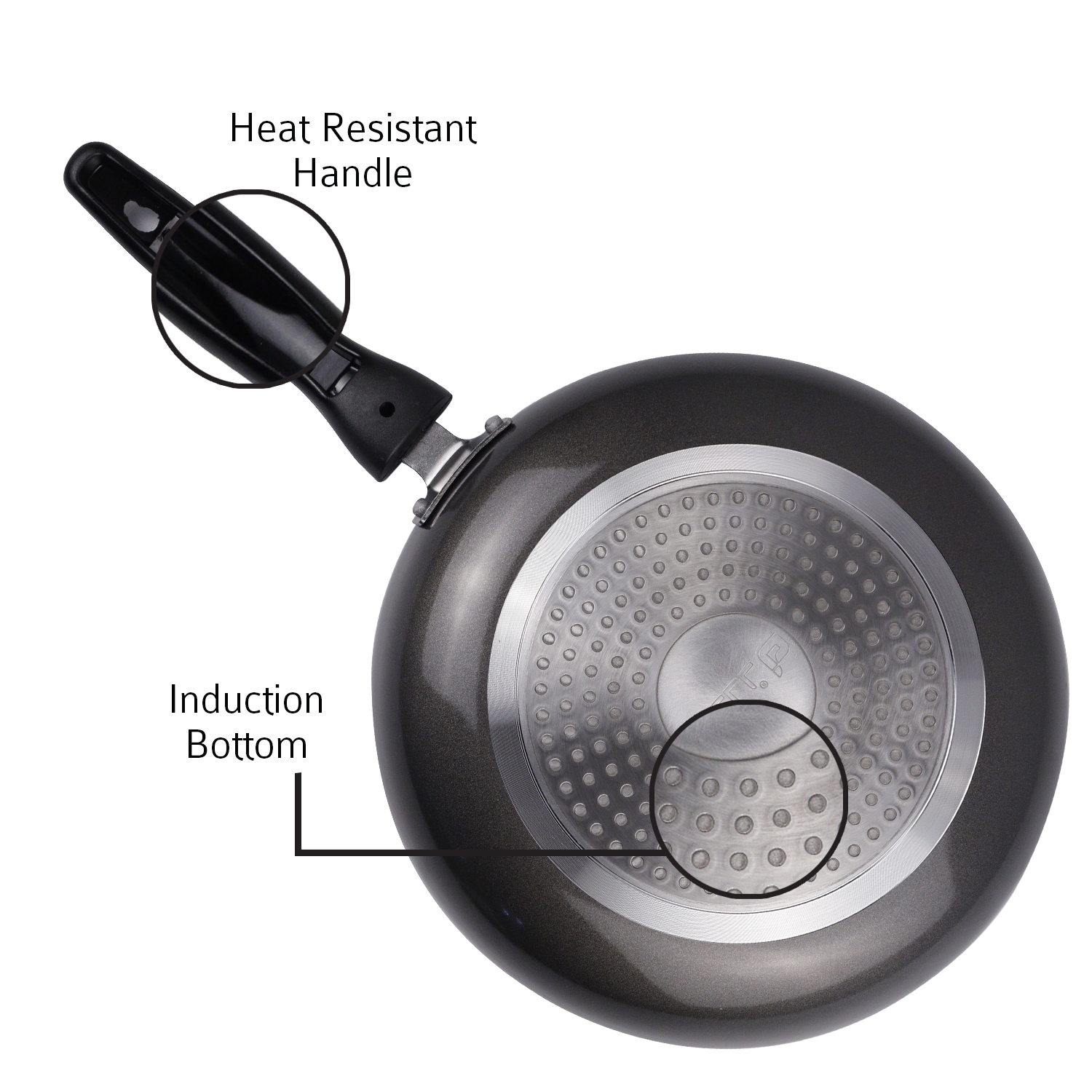 Ibell fp24g 24cm 3 layer non stick fry pan induction base bottom with  premium black grey color