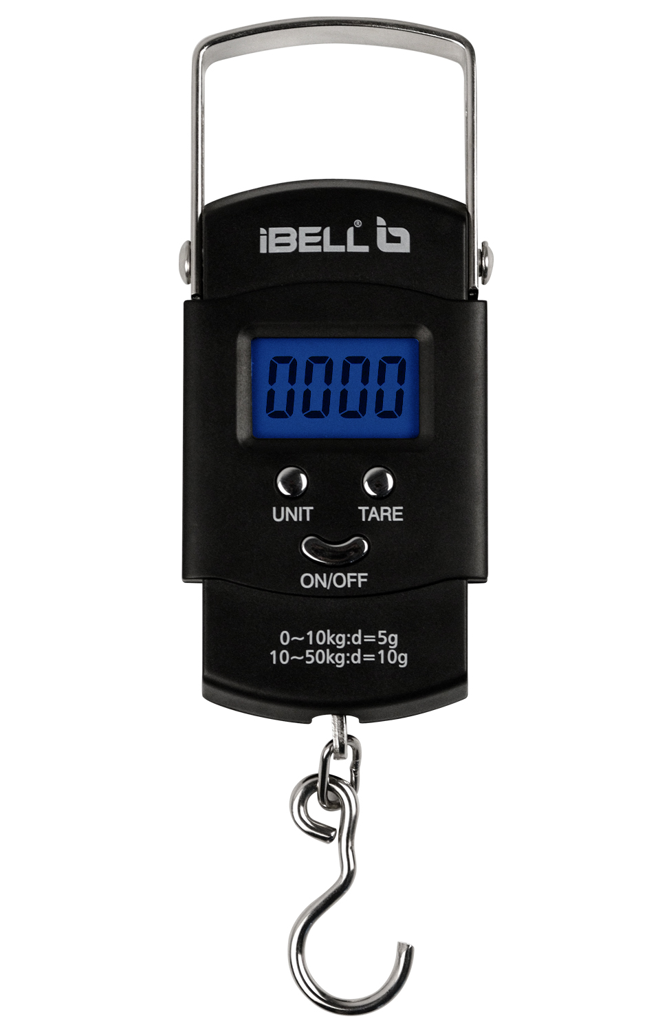Ibell 050w 50kg electronic portable luggage fishing weighing scale hook  type with digital led screen tare function