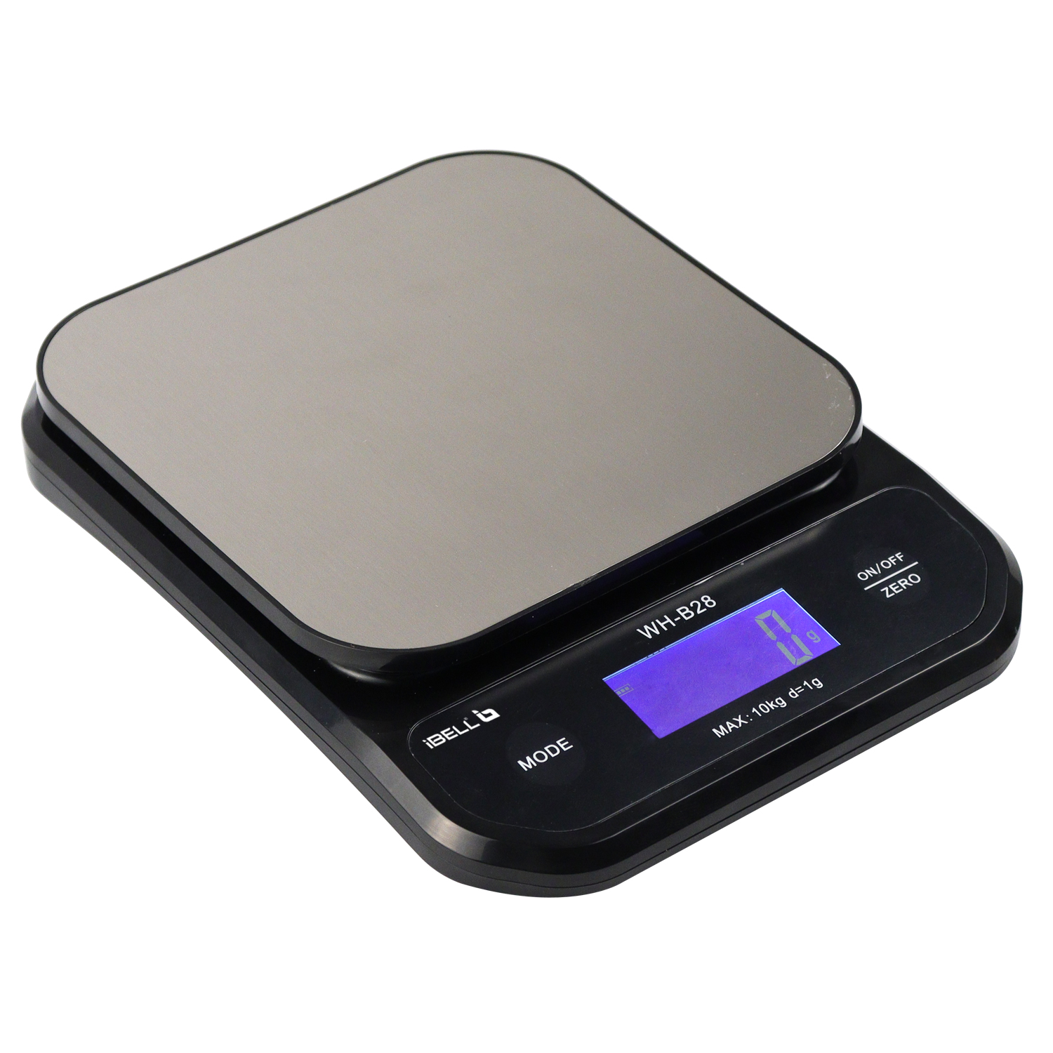 Ibell whb28 stainless steel premium finish digital kitchen weighing scale  tare function portable electronic food weight machine 10kg backlit lcd  display inbuilt battery usb charging function