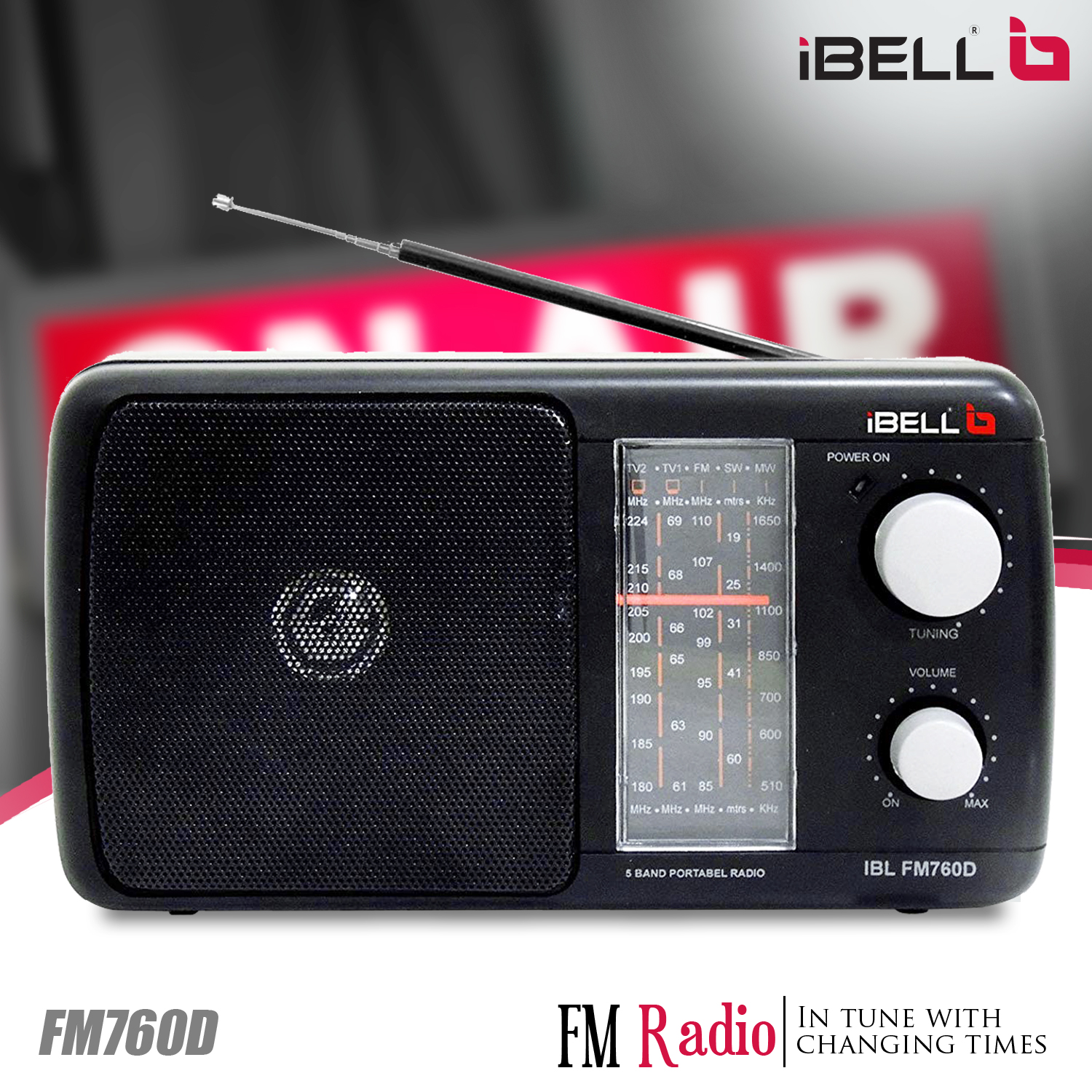 Ibell fm700bt portable fm radio with bluetooth speaker usbsdmp3 player  dynamic speaker 3 band brown