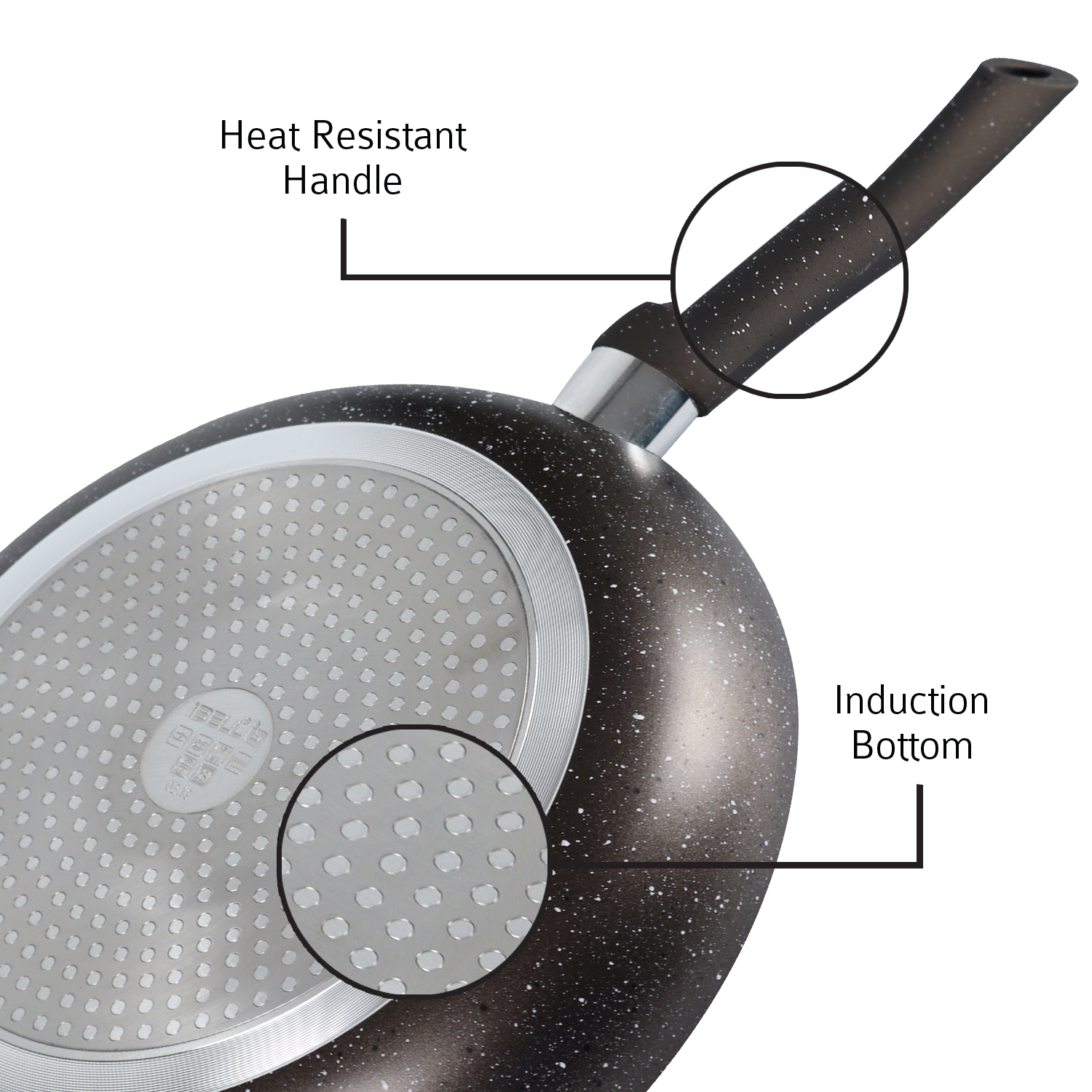 Ibell induction base aluminium fry pan 26 cm black